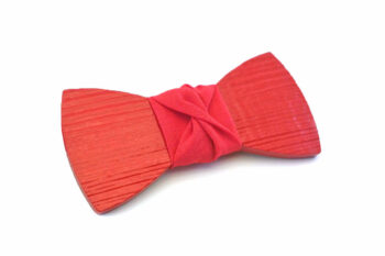 Papillon in legno rosso scarlatto, nodo in stoffa rosso