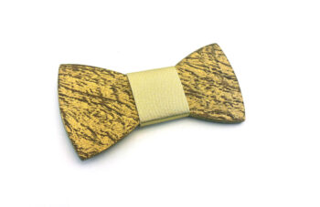 Papillon in legno di wenge sfumato oro, nodo in ecopelle oro