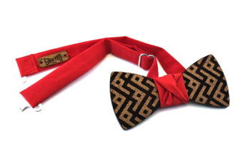 papillon legno Gigetto farfallino geometrico raso rosso