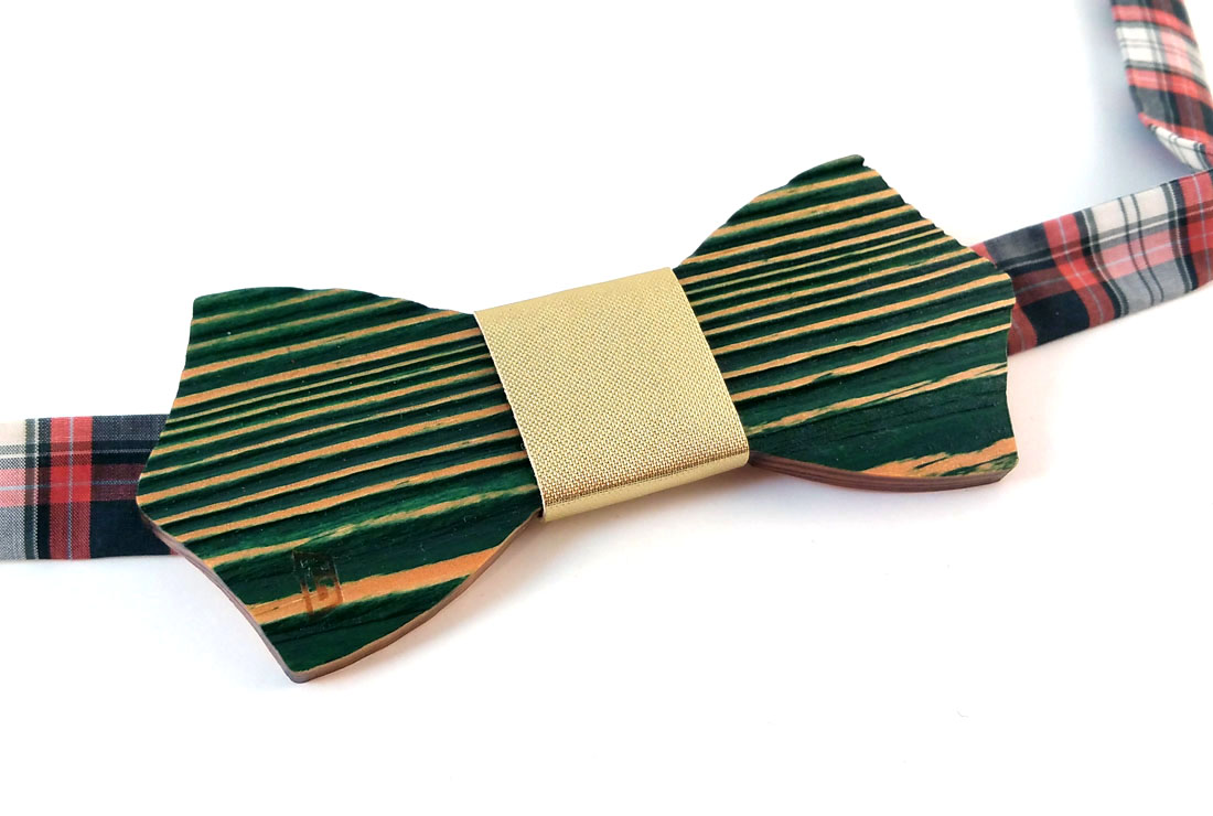 papillon-legno-gigetto-basic-allungato-verde-oro