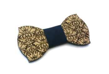 gigetto papillon in legno damascato blu scamosciato