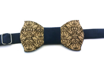gigetto papillon in legno damascato blu scamosciato