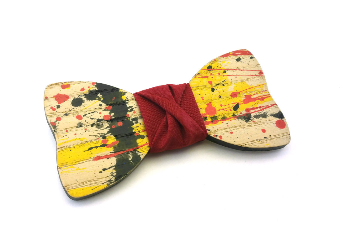 gigetto papillon legno action painting topolino rosso giallo nero