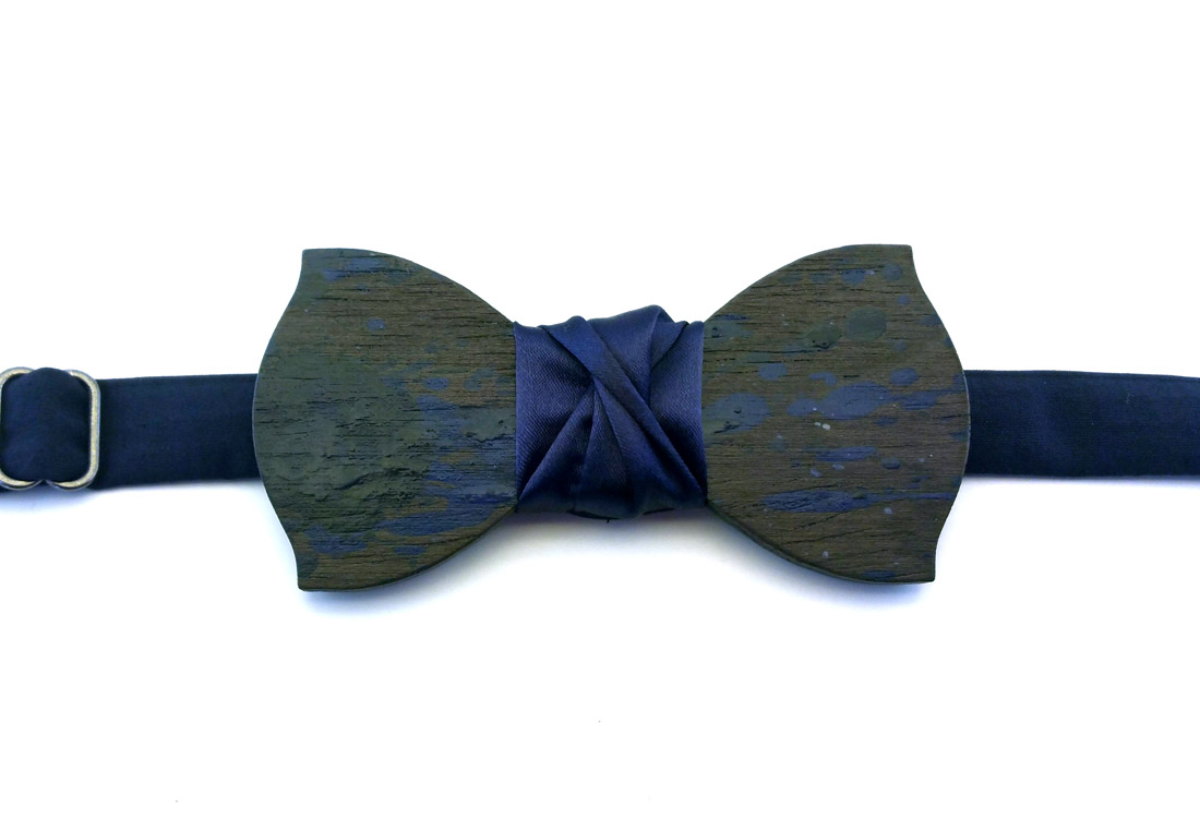 papillon in legno action painting blu gigetto2