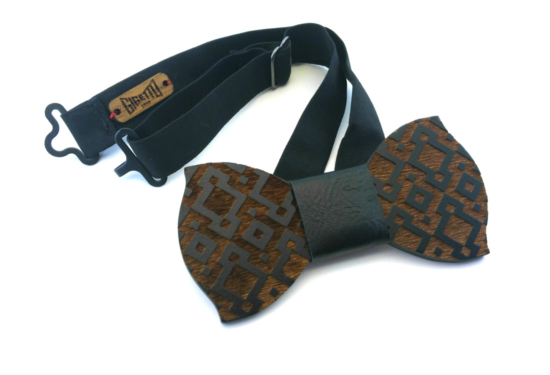 papillon in legno rombi nero gigetto