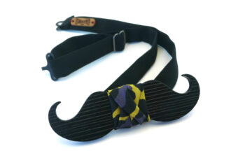 papillon legno baffo leopardato nero gigetto