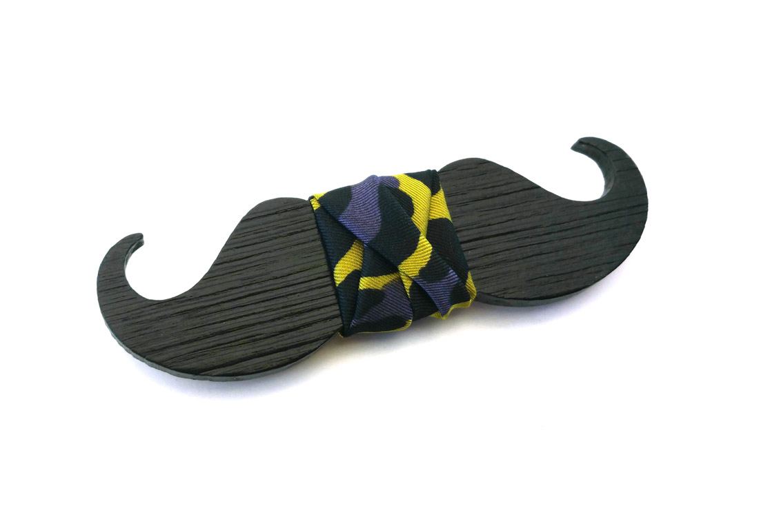 papillon legno baffo leopardato nero gigetto