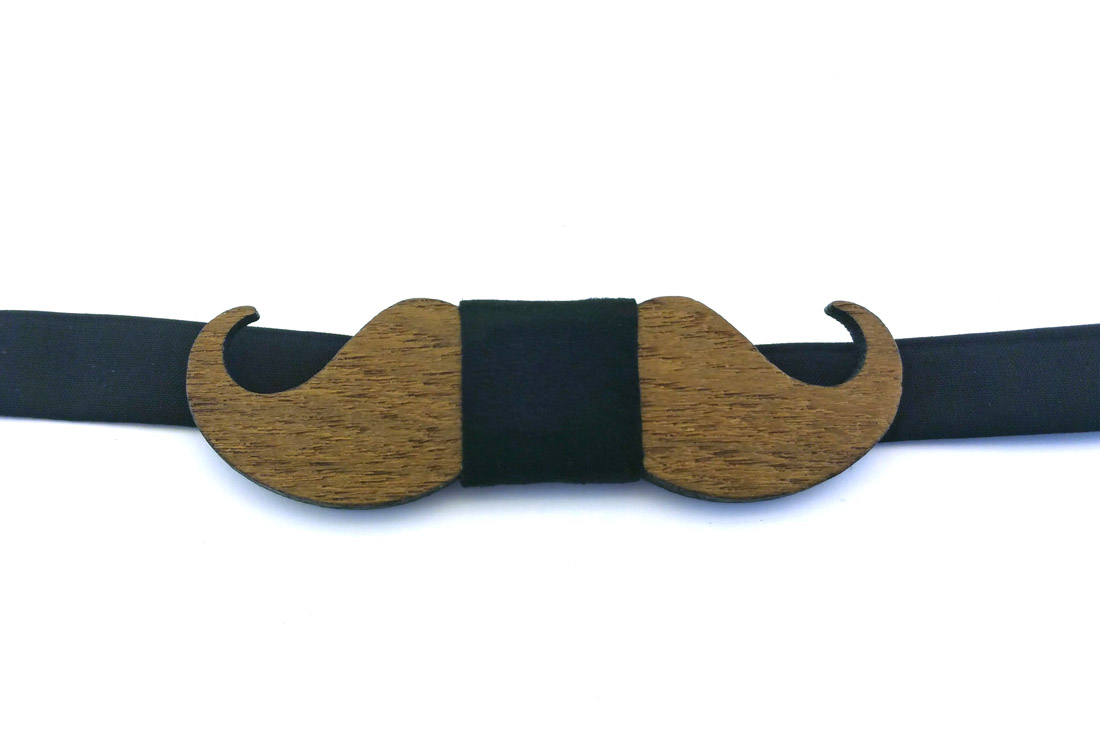 papillon legno baffo teak blu gigetto