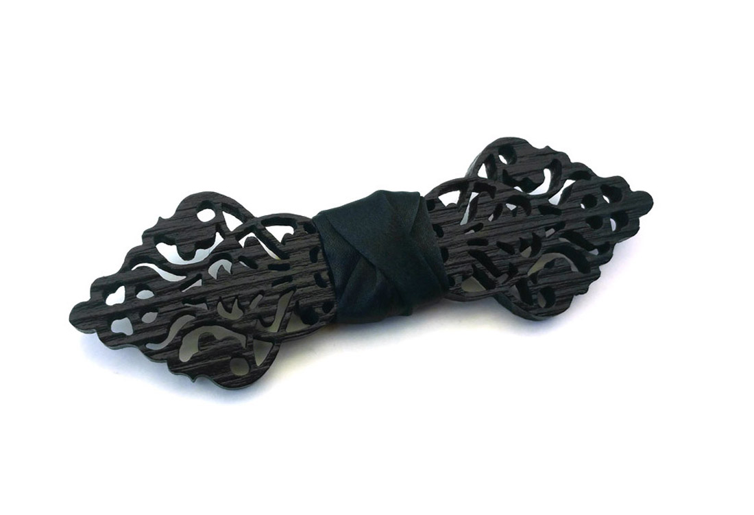 papillon legno barocco gioiello nero gigetto