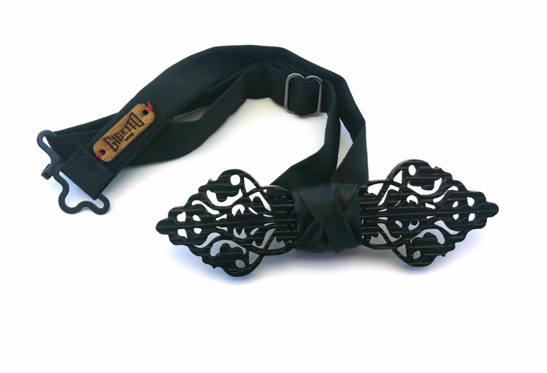 papillon legno barocco gioiello nero gigetto