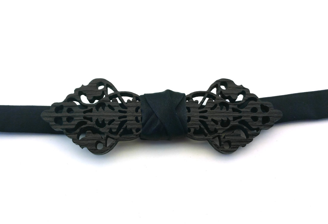 papillon legno barocco gioiello nero gigetto