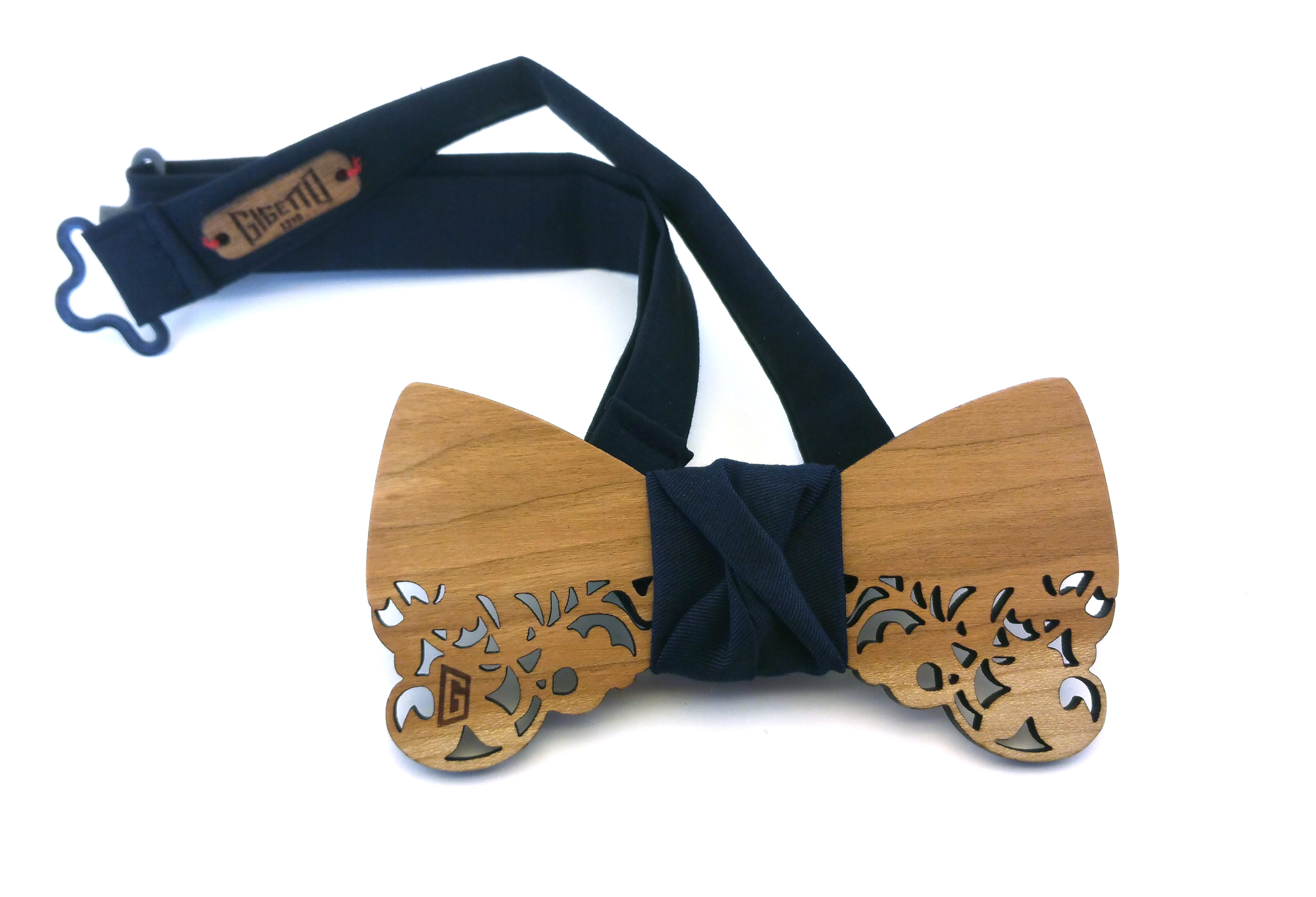 papillon legno ciliegio barocco blu gigetto
