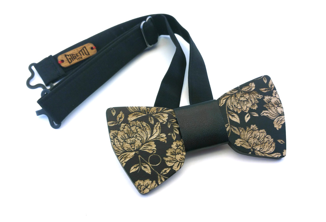 papillon legno floreale nero gigettopapillon legno floreale nero gigetto