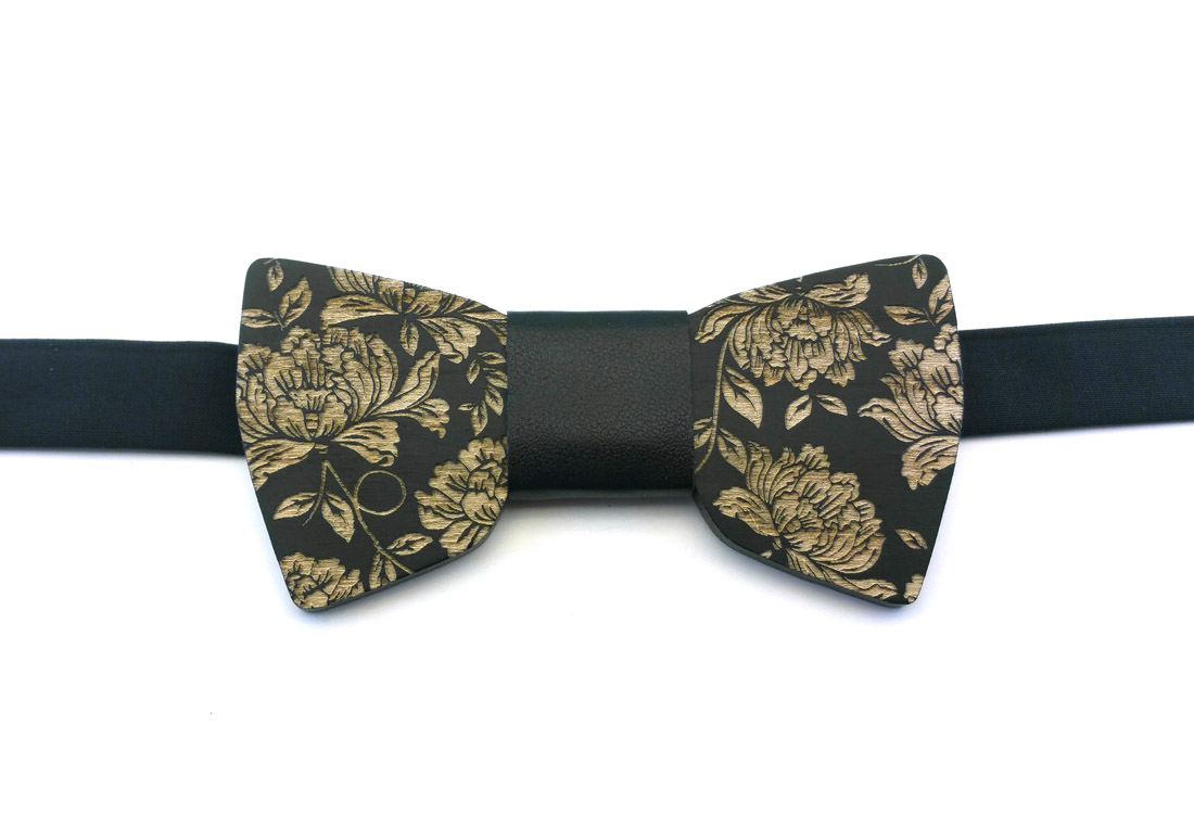 papillon legno floreale nero gigetto