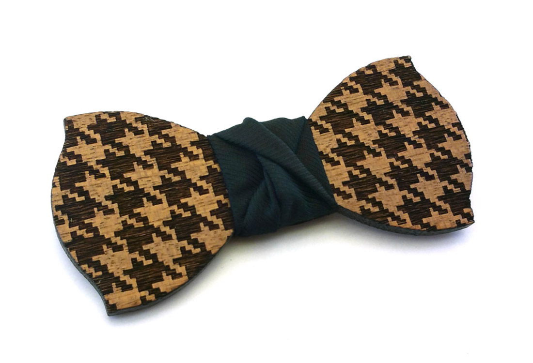 papillon legno pied de poule nero gigetto