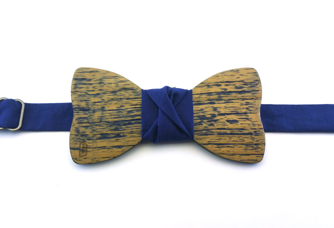 papillon legno teak sfumato blu gigetto