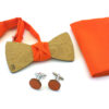 papillon legno gemelli fazzoletto taschino arancione gigetto
