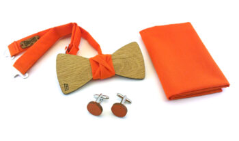 papillon legno gemelli fazzoletto taschino arancione gigetto