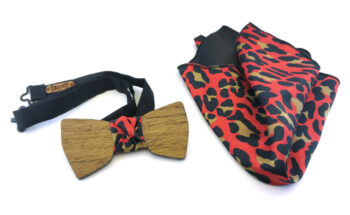 papillon legno fazzoletto taschino maculato rosso gigetto