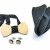 papillon legno gemelli fazzoletto taschino nero gigetto