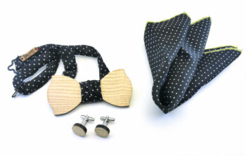 papillon legno gemelli fazzoletto taschino nero gigetto