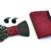 papillon legno gemelli fazzoletto taschino rosso pois nero gigetto