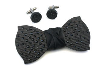 papillon legno strass nero gemelli gigetto