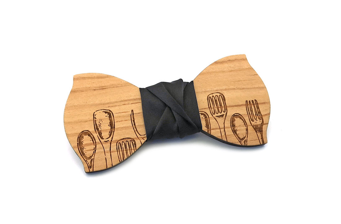 papillon cuoco cucina forchetta cucchiaio legno antracite gigetto