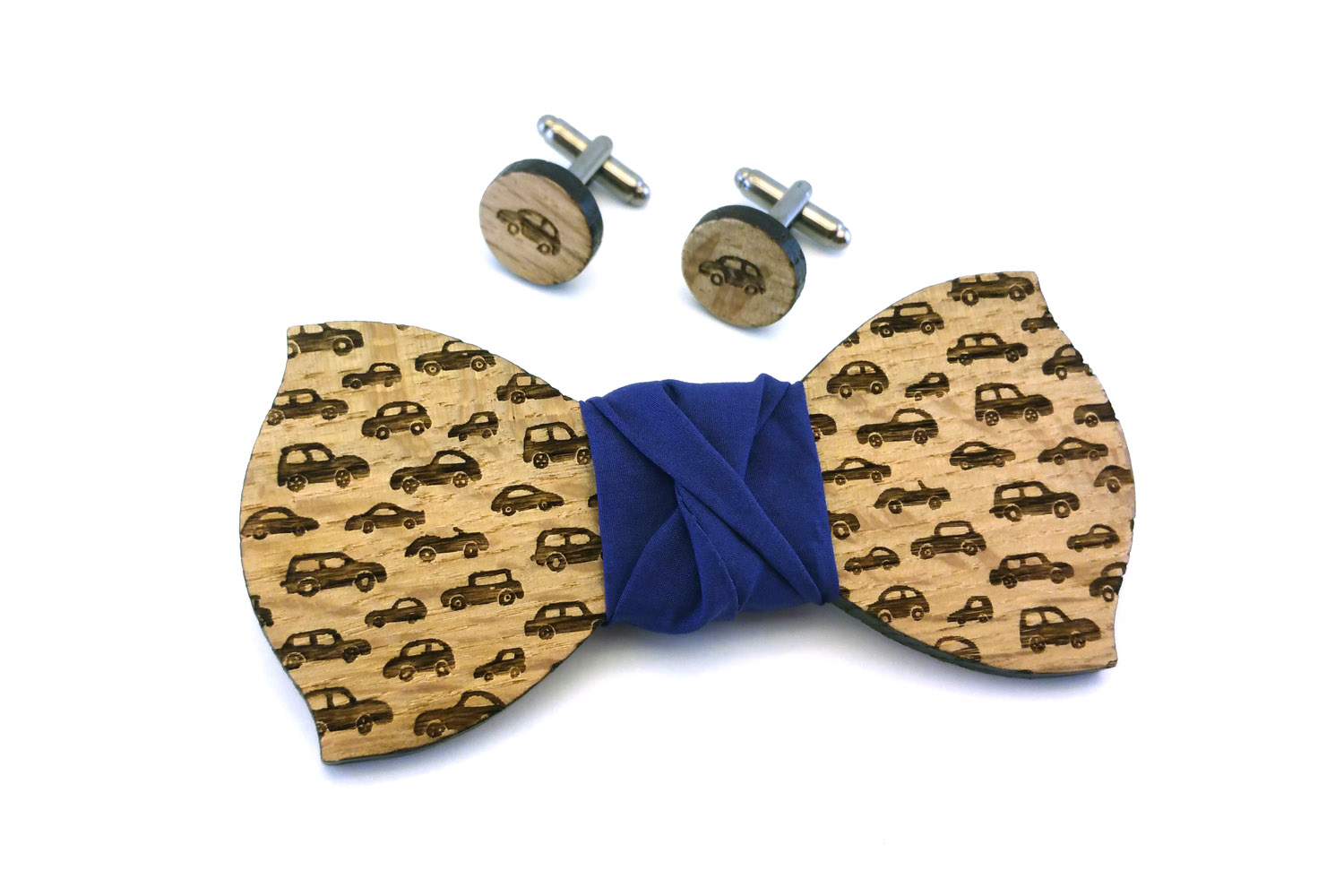 papillon gemelli legno automobili blu Gigetto