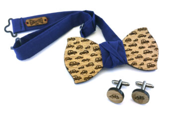 papillon gemelli legno automobili blu Gigetto