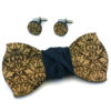 papillon gemelli legno damascato blu Gigetto