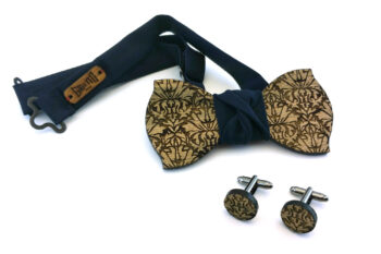 papillon gemelli legno damascato blu Gigetto