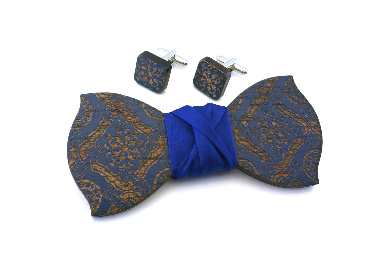 papillon gemelli legno maiolica blu Gigetto