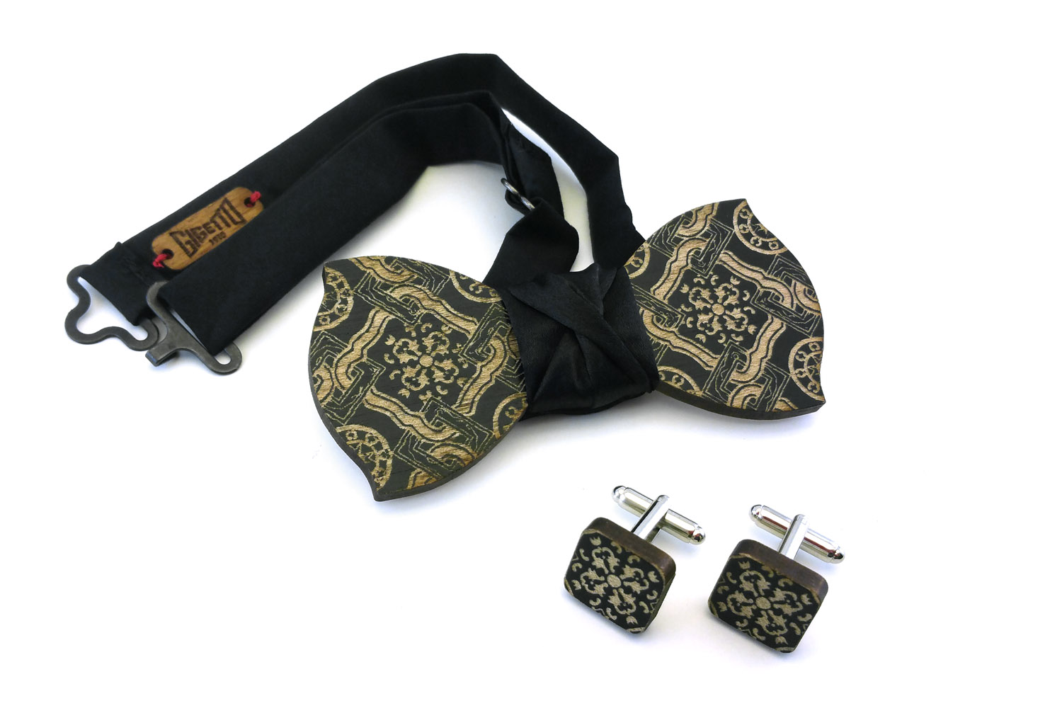 papillon gemelli legno maiolica nero Gigetto