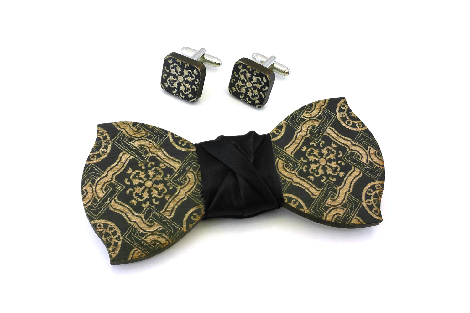papillon gemelli legno maiolica nero Gigetto