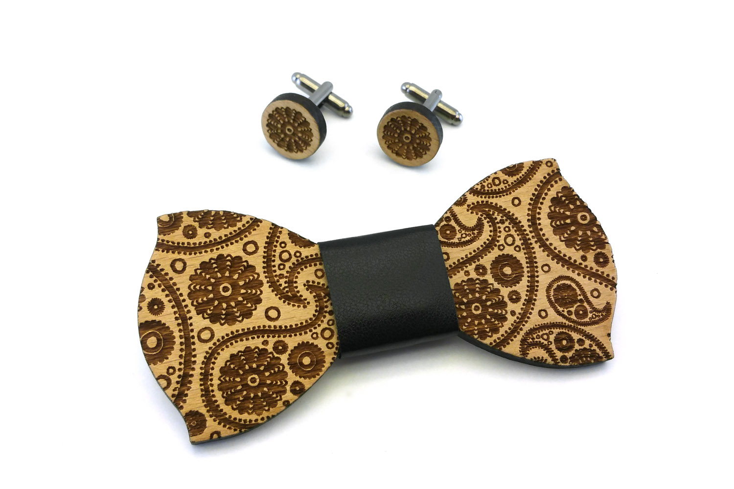 papillon gemelli legno paisley nero Gigetto