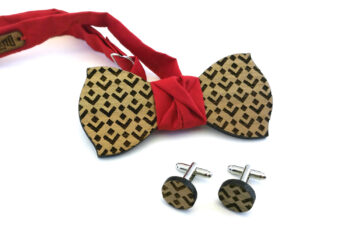papillon gemelli legno rombi rosso Gigetto