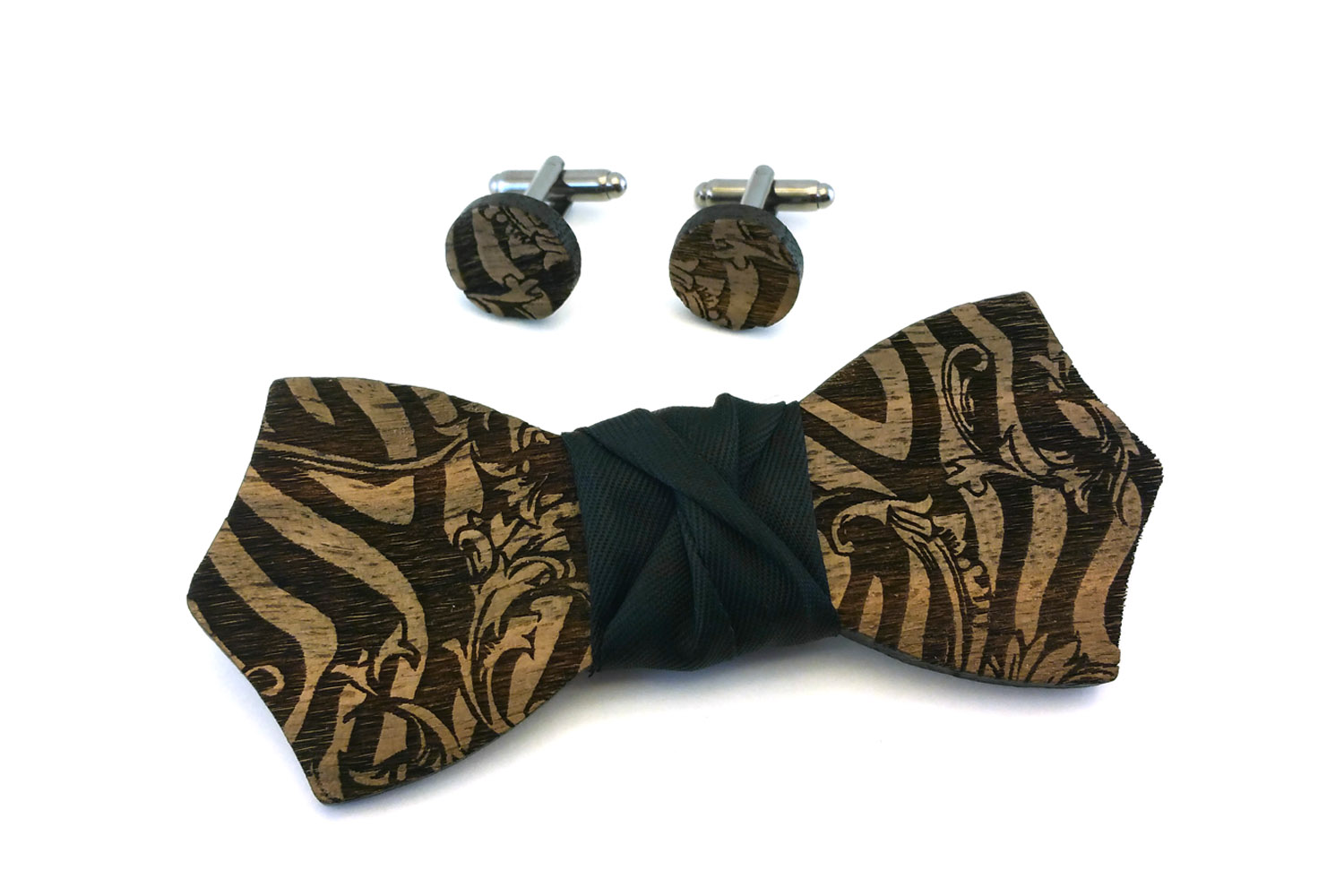 papillon gemelli legno zebrato nero Gigetto