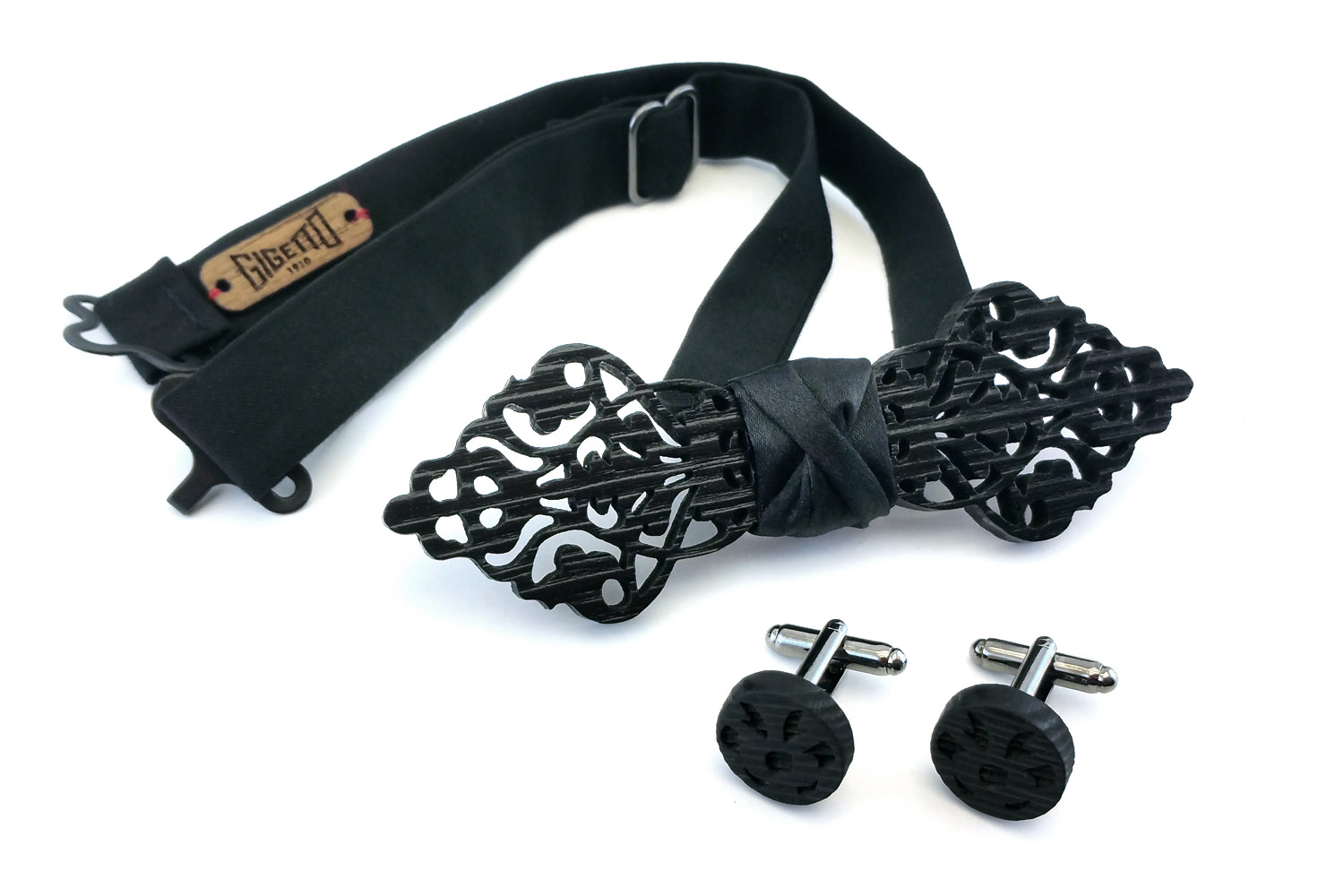 papillon in legno gemelli nero uomo barocco gioiello elegante matrimonio gigetto