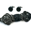 papillon in legno gemelli nero uomo barocco gioiello elegante matrimonio gigetto