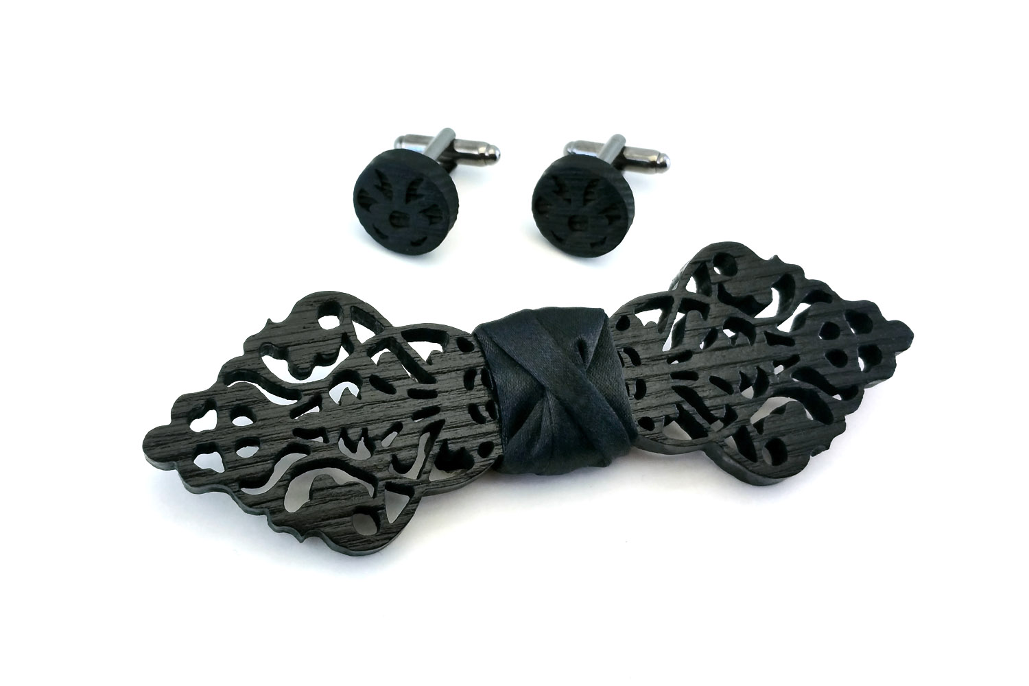 papillon in legno gemelli nero uomo barocco gioiello elegante matrimonio gigetto