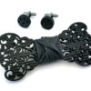 papillon in legno gemelli nero uomo barocco traforato elegante matrimonio gigetto
