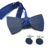 papillon legno gemelli elegante blu Gigetto matrimonio cerimonia