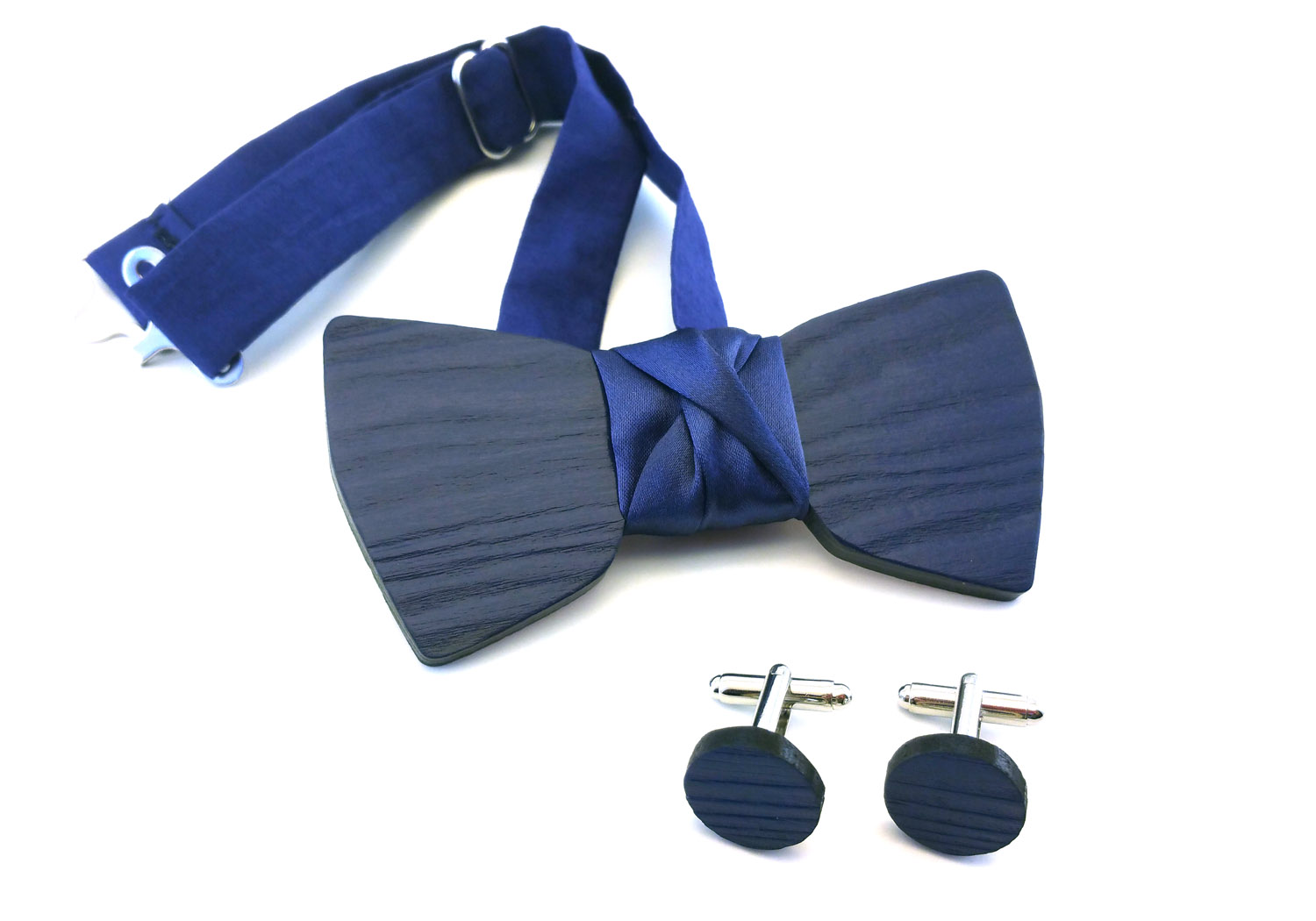 papillon legno gemelli elegante blu Gigetto matrimonio cerimonia