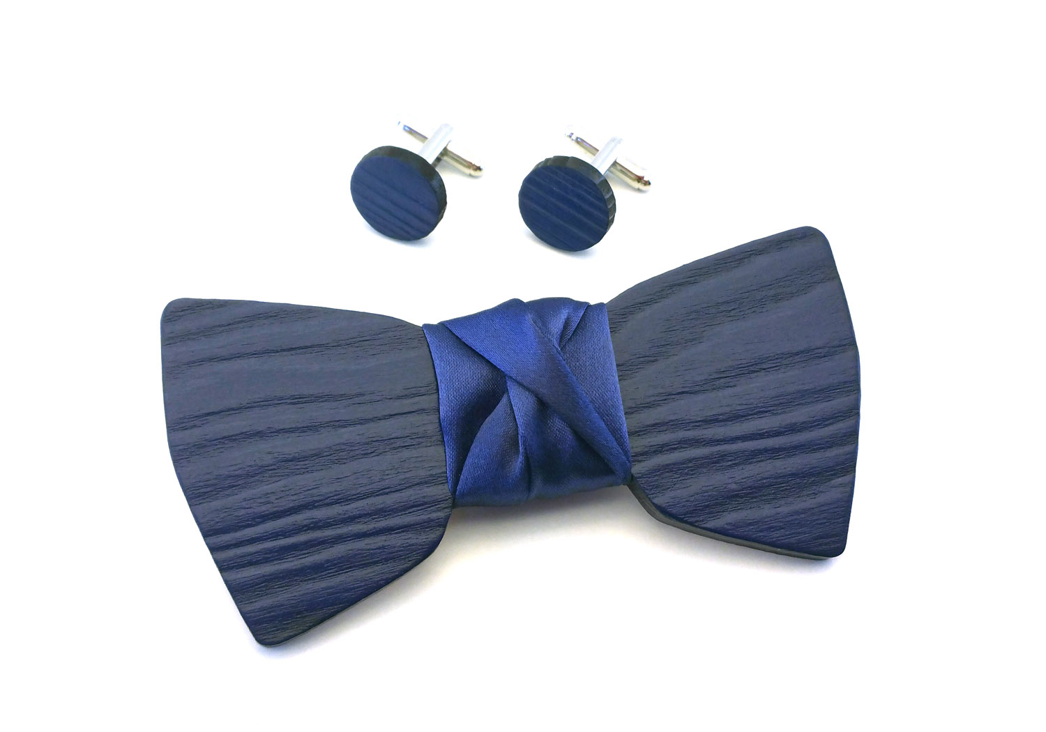 papillon legno gemelli elegante blu Gigetto matrimonio cerimonia