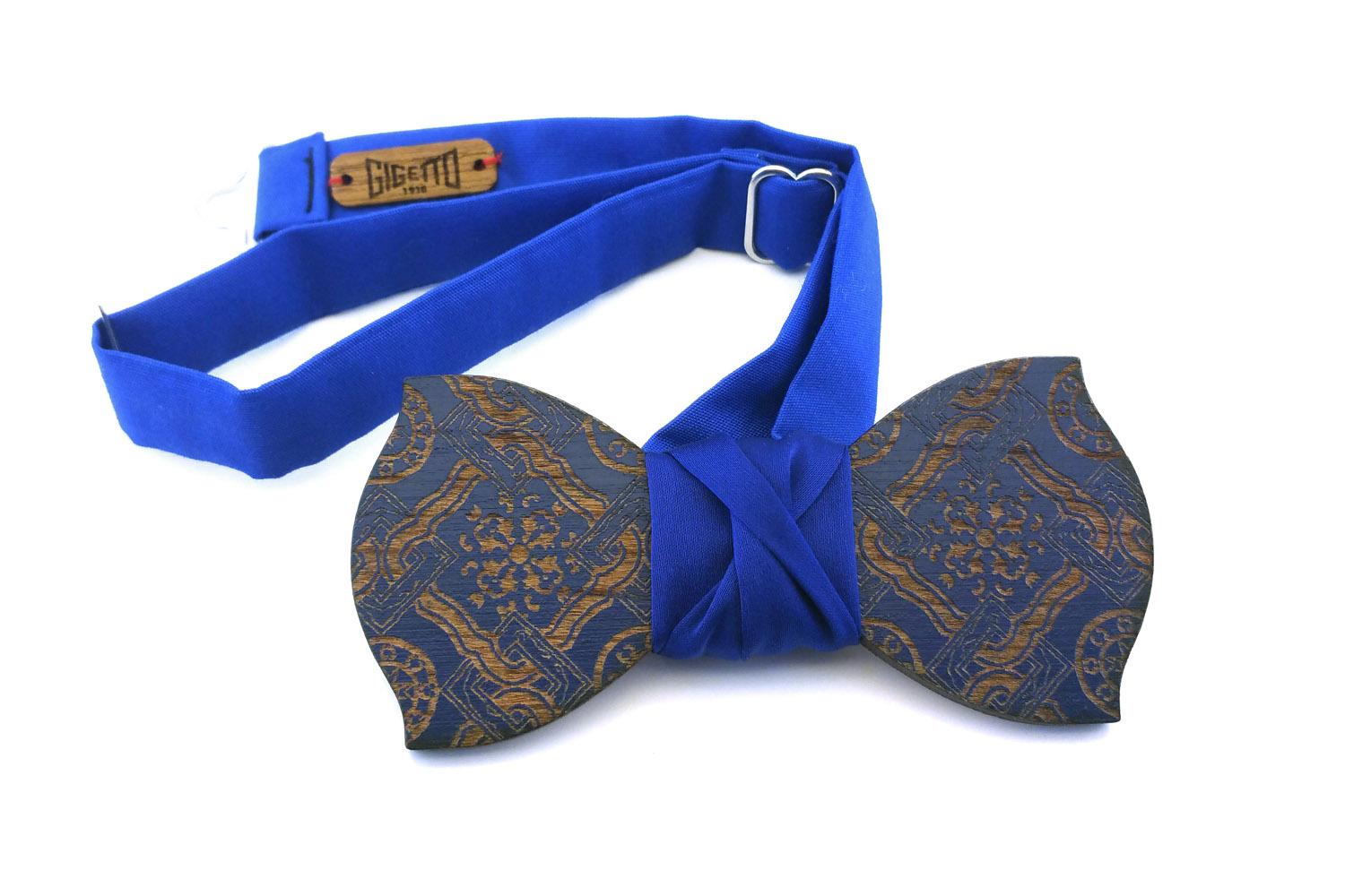 papillon legno maiolica blu Gigetto