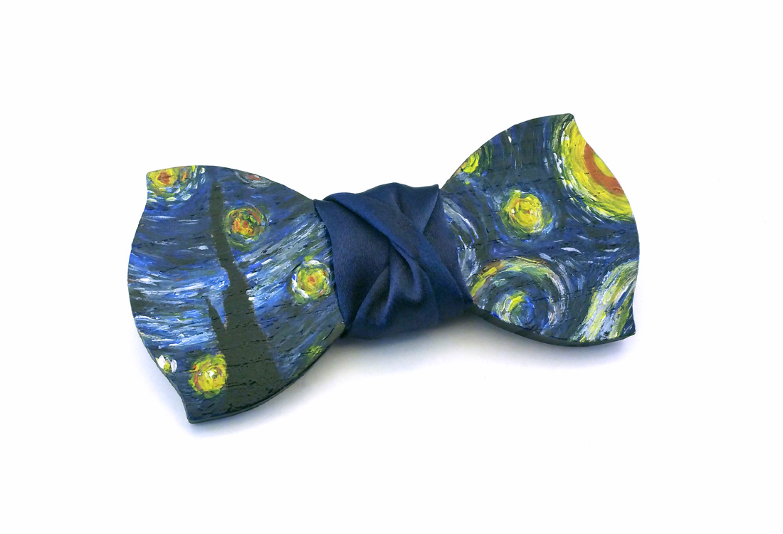 papillon legno van gogh notte stellata dipinto a mano Gigetto
