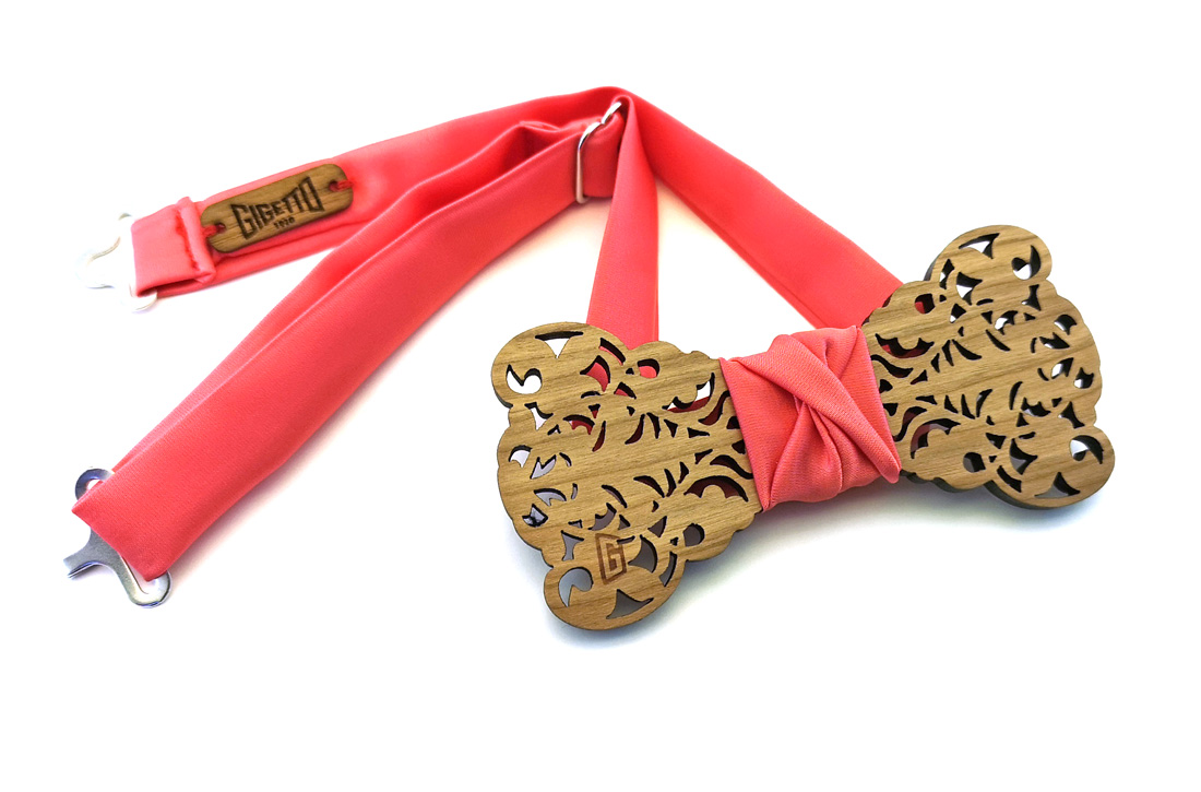 papillon legno Gigetto barocco living coral salmone