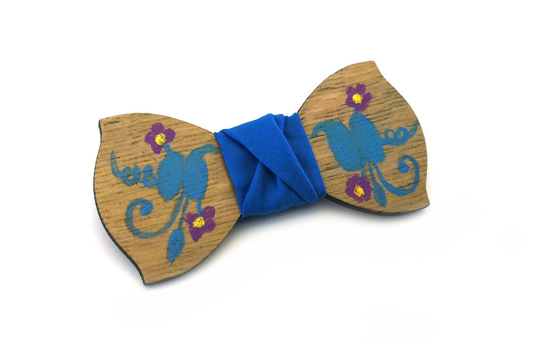 papillon legno Gigetto dipinto a mano blu fiori Oscar