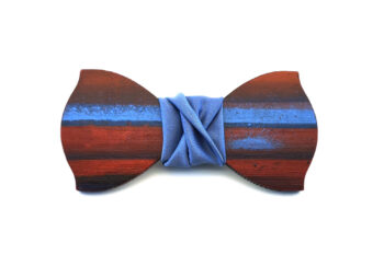 papillon legno Gigetto farfallino action painting blu rosso celeste raso